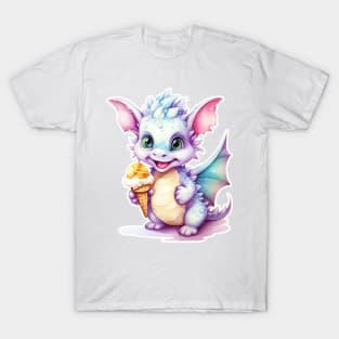 Cute Dragon  Enjoying  an Ice Cream Cone T-Shirt